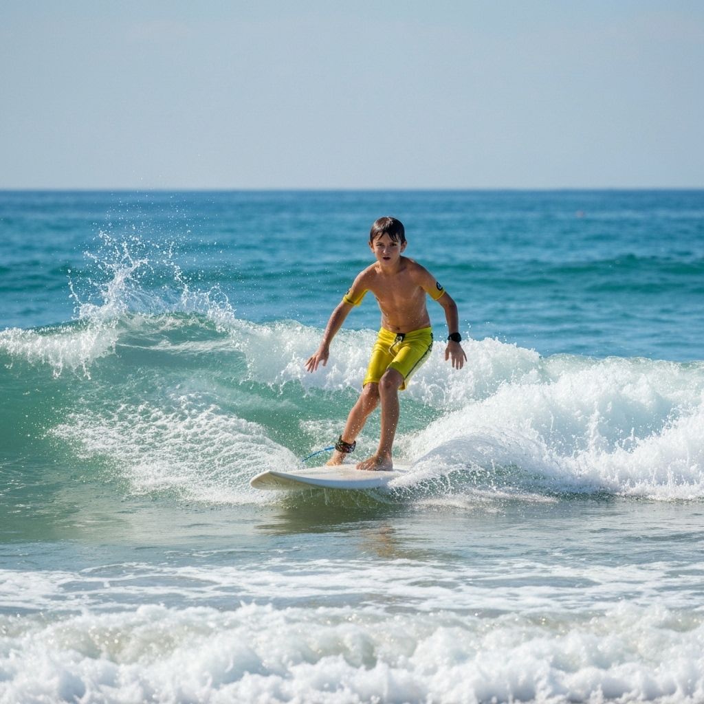 AI generated photo of boy surfing