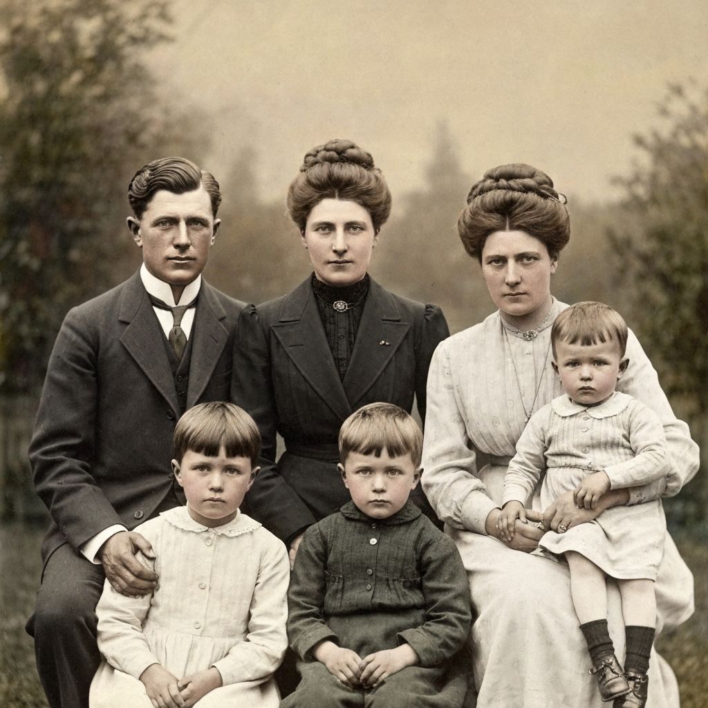 AI restored and colorized family photo