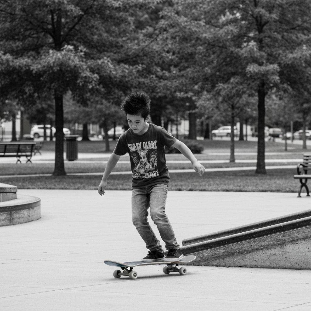 Original photo of boy skateboarding